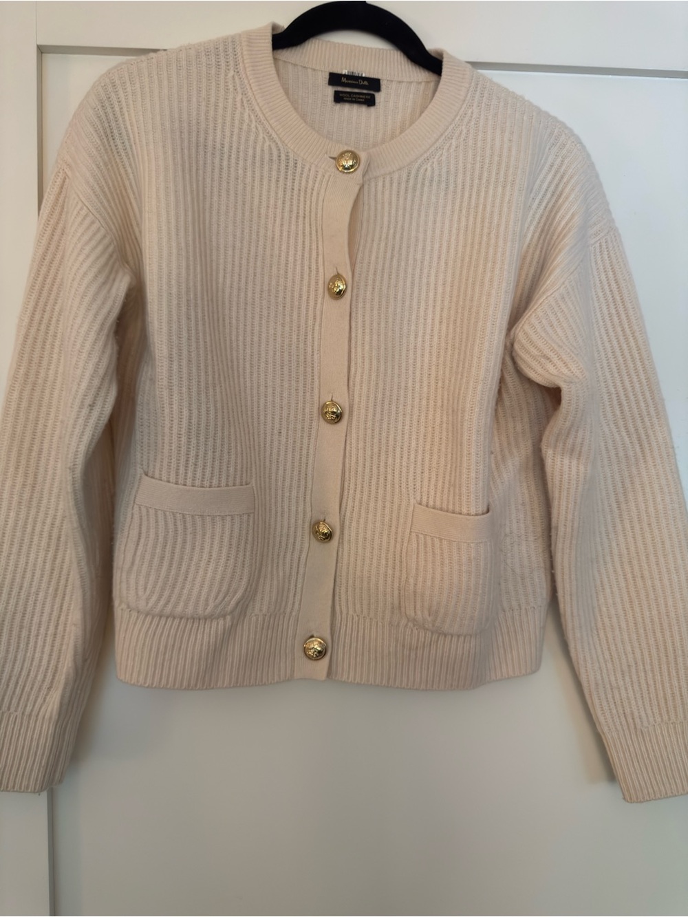 Massimo Dutti wool and cashmere purl Knit Cardigan Sweater